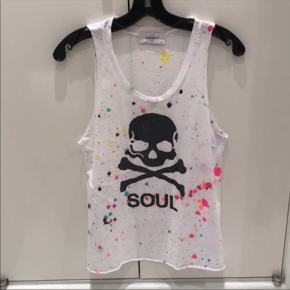 White splatter paint soulcycle tank